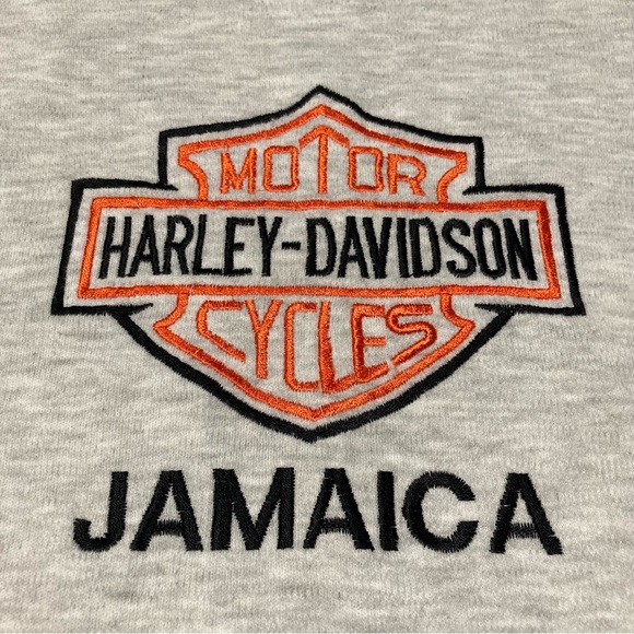 Embroidered Harley-Davidson Logo Jamaica Super soft Heather Grey Tee Shirt - Picture 1 of 7